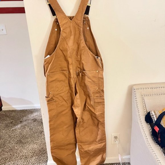 NWOT 36x32 Carhartt Bib Brown Mens Relaxed Fit Duck Bib Overall R01 BRN - Picture 3 of 7